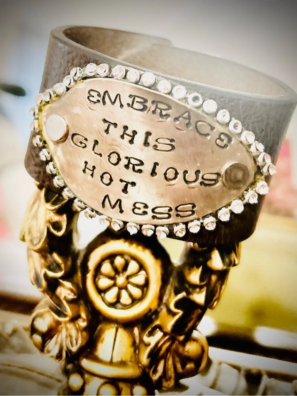 Embrace This Glorious Hot Mess Leather Statement Cuff - Brown